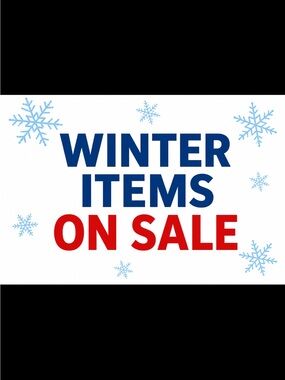 Winter Items On Sale Graphic - Blue and Red Text